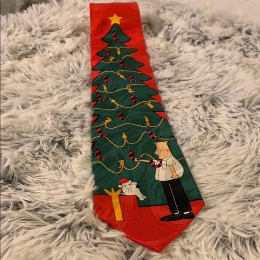 DILBERT CHRISTMAS TREE 1997 VINTAGE SILK TIE